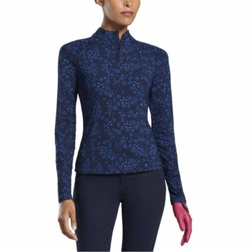 G/Fore Women's Quarter‎ Zip Pullover Long Sleeve Top Starry Night Blue Small